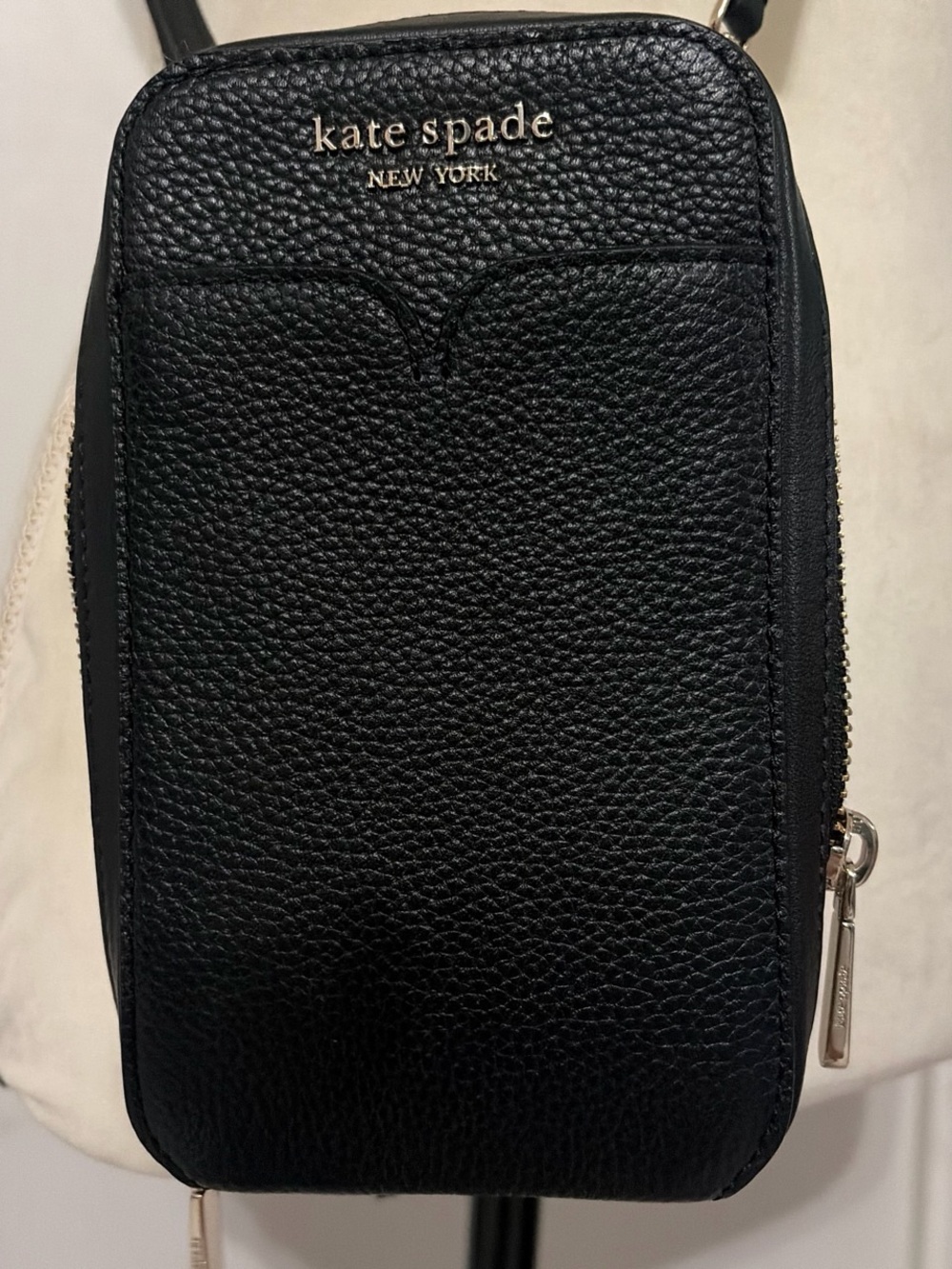 NWOT! kate spade Black Pebbled Leather Crossbody Phone Pouch